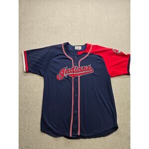 Vintage Starter Cleveland Indians Chief Wahoo Plain Blank Jersey Mens Size Large